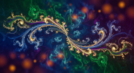 Abstract fractal. Fractal art background for creative design. Decoration for wallpaper, desktop, poster, cover booklet. Print for clothes, t-shirt. Creative illustration for designの素材