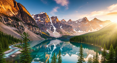 Lake Moraine in Banff National Park, Alberta, Canada.の素材