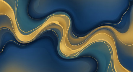 abstract blue and yellow background with some smooth lines and highlights in itの素材