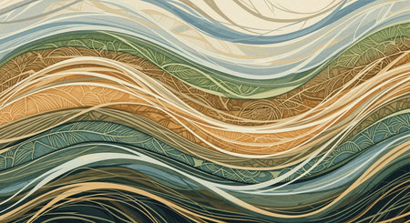 Abstract background with waves and lines. Vector illustration for your design.の素材