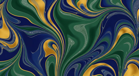 Marble abstract background. Liquid marble pattern with gold, green and blue colors.の素材