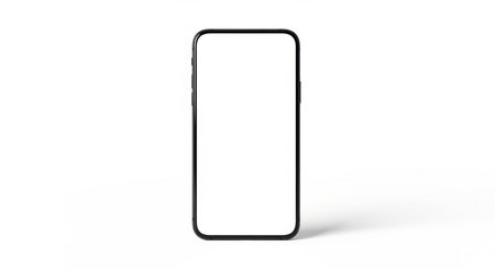 Smartphone mockup with blank screen isolated on white background. 3d renderingの素材