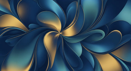 Abstract 3d rendering of blue and gold background. Computer generated graphics.の素材
