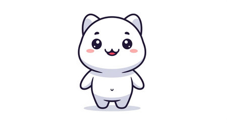 Vector cartoon character cute white bear standing. Isolated on white background.の素材