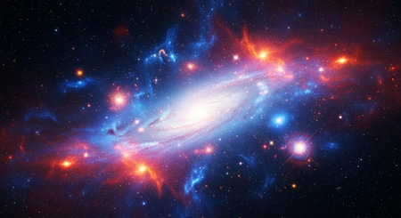 Planets and galaxy, science fiction wallpaper. Beauty of deep space. Billions of galaxies in the universe Cosmic art backgroundの素材