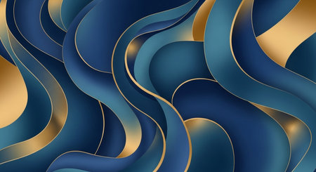 Blue and gold abstract wavy background. Vector illustration eps10の素材