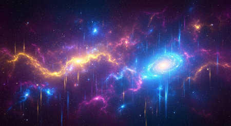 Futuristic abstract background with lights and stars. 3d renderingの素材