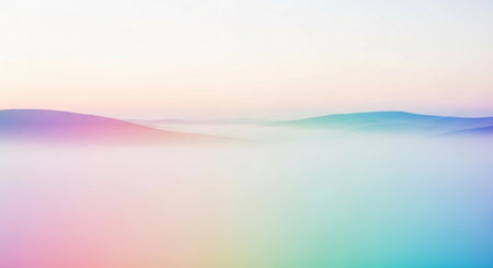 Fog in the mountains. Sunrise in the mountains. Mountain landscape.の素材