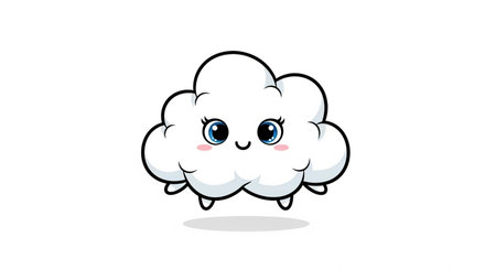Cute cloud character design. Vector illustration. Isolated on white background.の素材