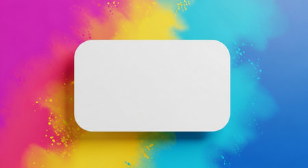 Blank white business card on colorful background. 3d rendering.の素材