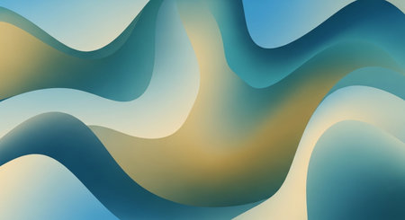 abstract background with smooth wavy lines in blue and yellow colorsの素材