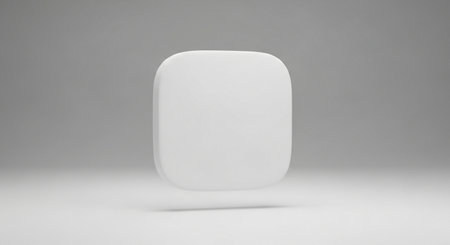 White 3d button mockup isolated on gray background with soft shadowの素材