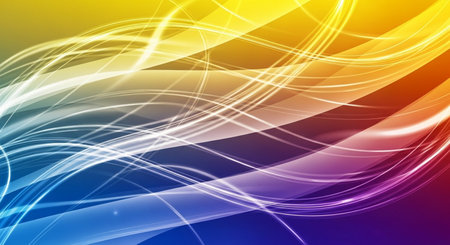 abstract background with smooth lines in blue, orange and yellow colorsの素材