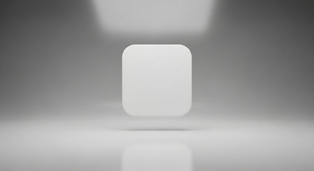 Blank white square button on a gray background. 3D renderingの素材