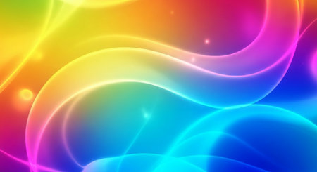 abstract background with smooth lines and bokeh, rainbow colorsの素材