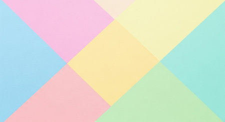 Colorful pastel paper background. Minimal geometric pattern. Flat lay, top view.の素材