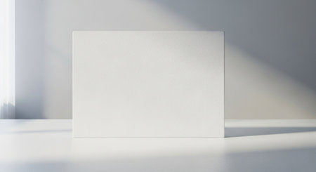 White blank poster on a white wall. 3d rendering mock upの素材