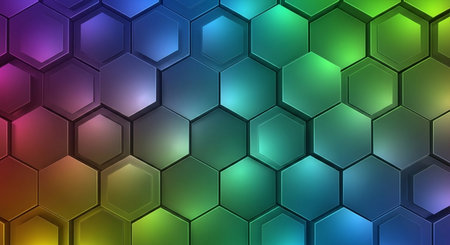 Hexagon colorful background. 3d rendering, 3d illustration.の素材