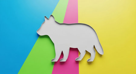 Silhouette of a dog on a multicolored background.の素材