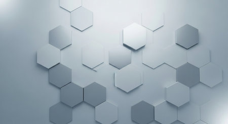 Abstract 3d rendering of hexagons. Futuristic background with hexagons.の素材