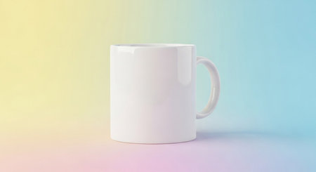 White mug mockup on pastel background. 3D rendering.の素材