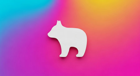 Silhouette of a bear on a rainbow background. 3d renderingの素材