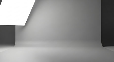 3d rendering of abstract empty room with white wall and floor.の素材