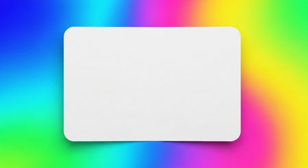 Blank business card on rainbow background. 3d rendering. Mock up.の素材