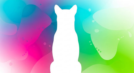 Cat silhouette on colorful background. Vector illustration for your graphic design.の素材