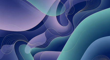 abstract blue background with wavy lines and waves, vector illustrationの素材