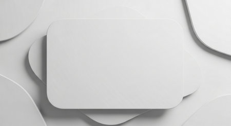 Blank white business card on white paper background. 3d renderingの素材