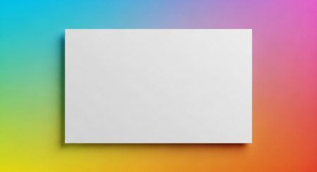 Blank white business card on rainbow background. 3D Renderingの素材