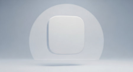 3d rendering of a white podium isolated on a white background.の素材
