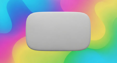 Blank white button on colorful abstract background. 3d render illustrationの素材