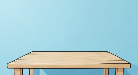 Wooden table and blue wall background. Vector illustration. Eps10の素材