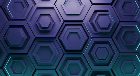 Abstract 3d rendering of hexagons background. Pattern with hexagons.の素材