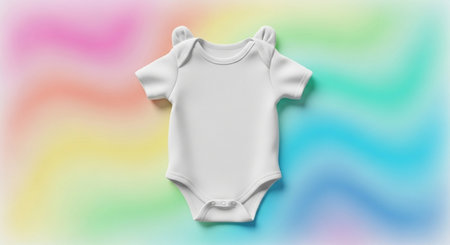 Baby bodysuit on rainbow background. Vector illustration. Eps 10の素材