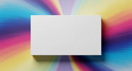 Blank white business card on colorful background. 3D Renderingの素材