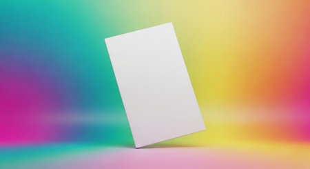 Blank white business card on colorful background. 3D Renderingの素材
