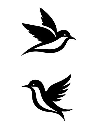 Swallow bird logo vector icon illustration design template black and white colorの素材