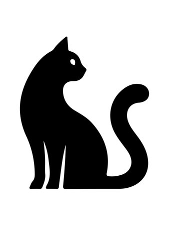 Cat black silhouette on white background. Vector illustration for your design.の素材