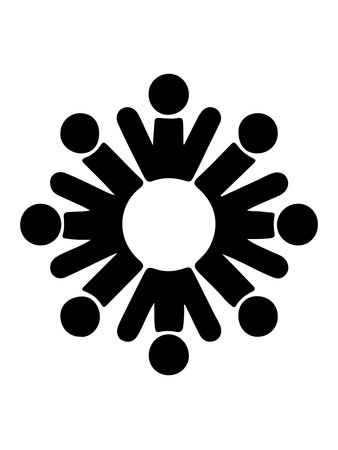 Teamwork icon vector group of people in a circle symbol for business and teamwork in a flat color glyph pictogram illustrationの素材