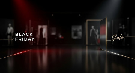 Black Friday sale banner. Black friday concept. 3D renderingの素材