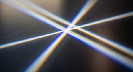 Glowing laser beam on dark background. 3d render illustration.の素材