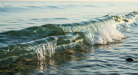 Waves in the sea. Sea waves on the shore of the beach.の素材