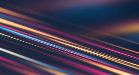 closeup of photo, colorful light trails on dark background, computer generated imagesの素材