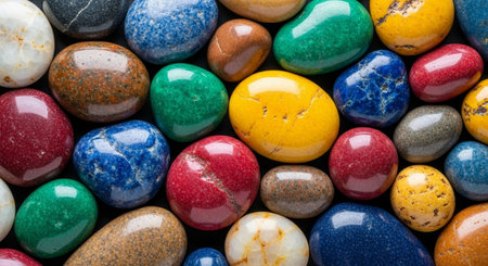 multicolored pebbles as background, closeup of photoの素材