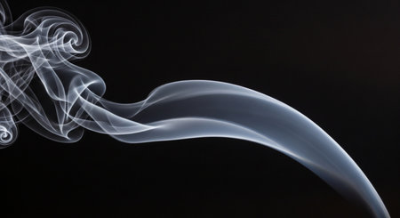 Smoke isolated on black background. Abstract white smoke on black background.の素材