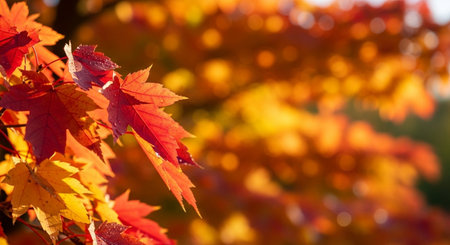 Autumn maple leaves on a sunny day. Selective focus.の素材