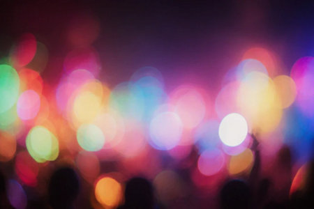 Bokeh background of the crowd at a concert, defocusedの素材